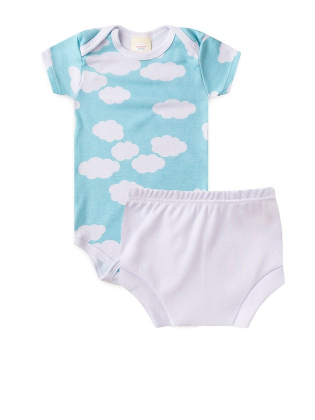 conjunto body nuvens short branco